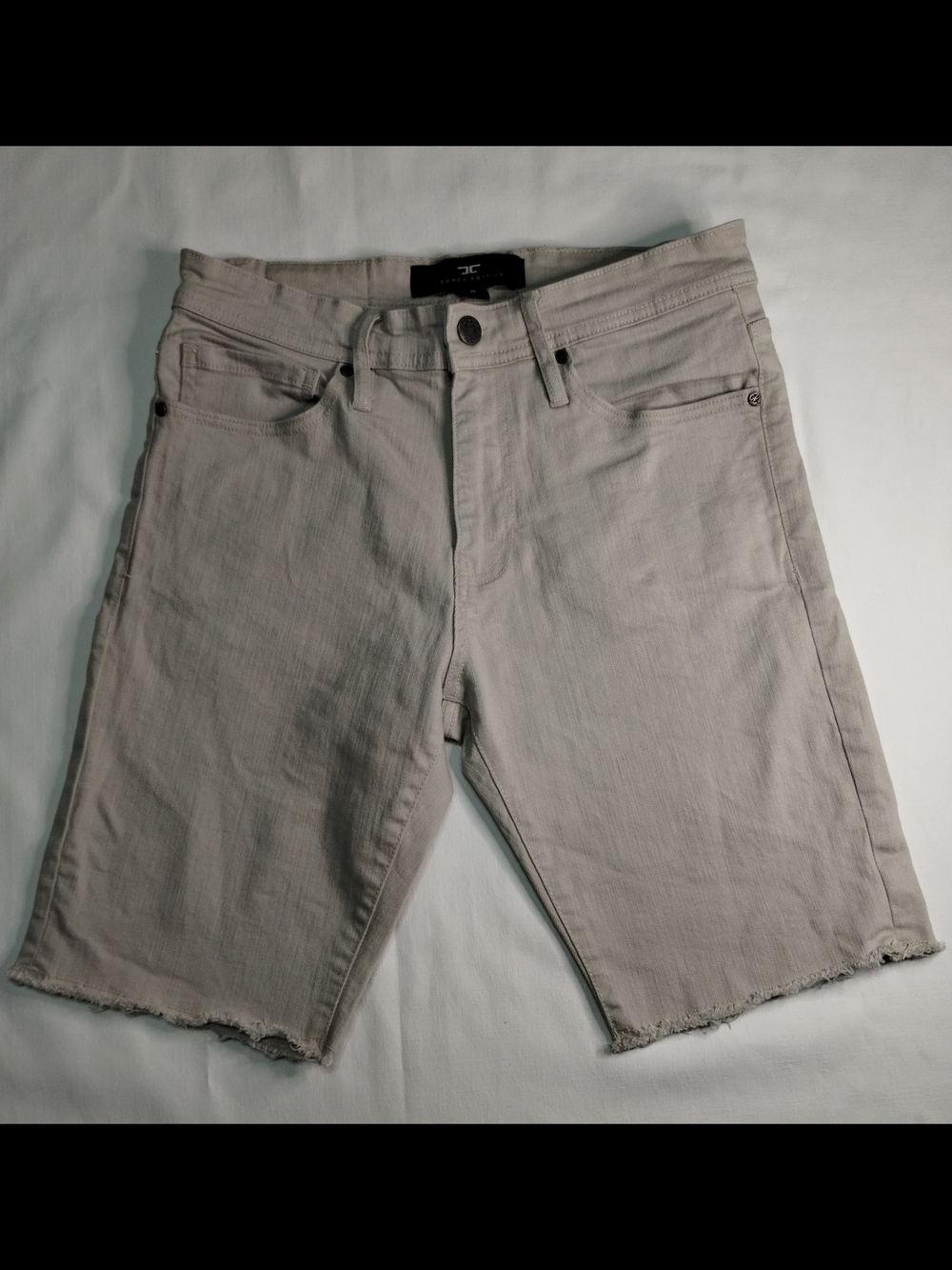 Jordan Craig Light Gray Raw Hem Denim Shorts